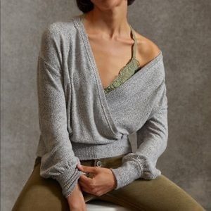 Anthropologie rocio knit faux wrap sweater gray